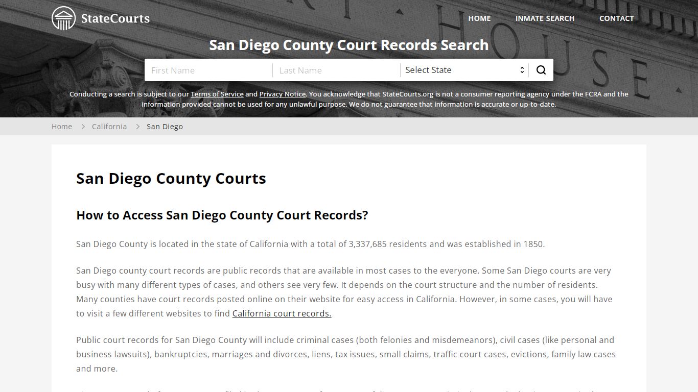 San Diego County, CA Courts - Records & Cases - StateCourts