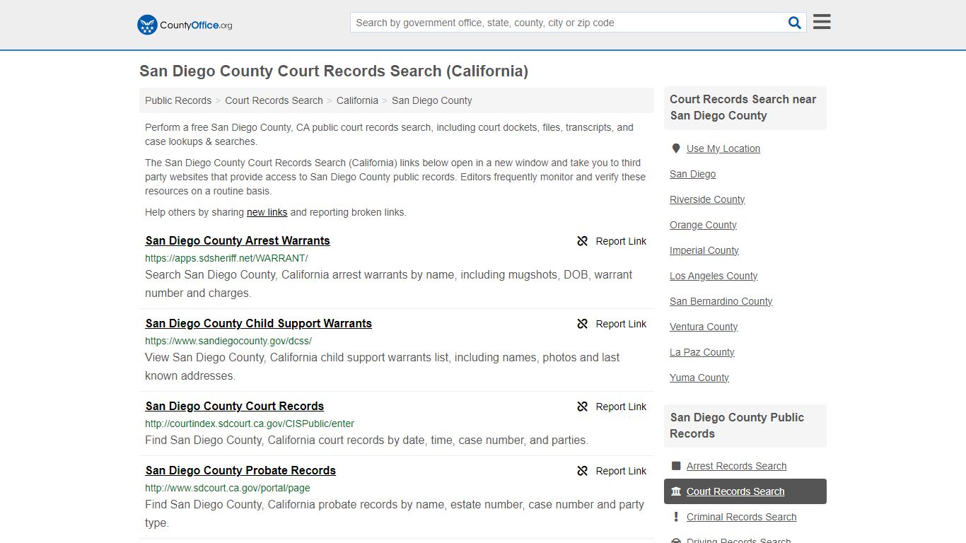 San Diego County Court Records Search (California) - County Office